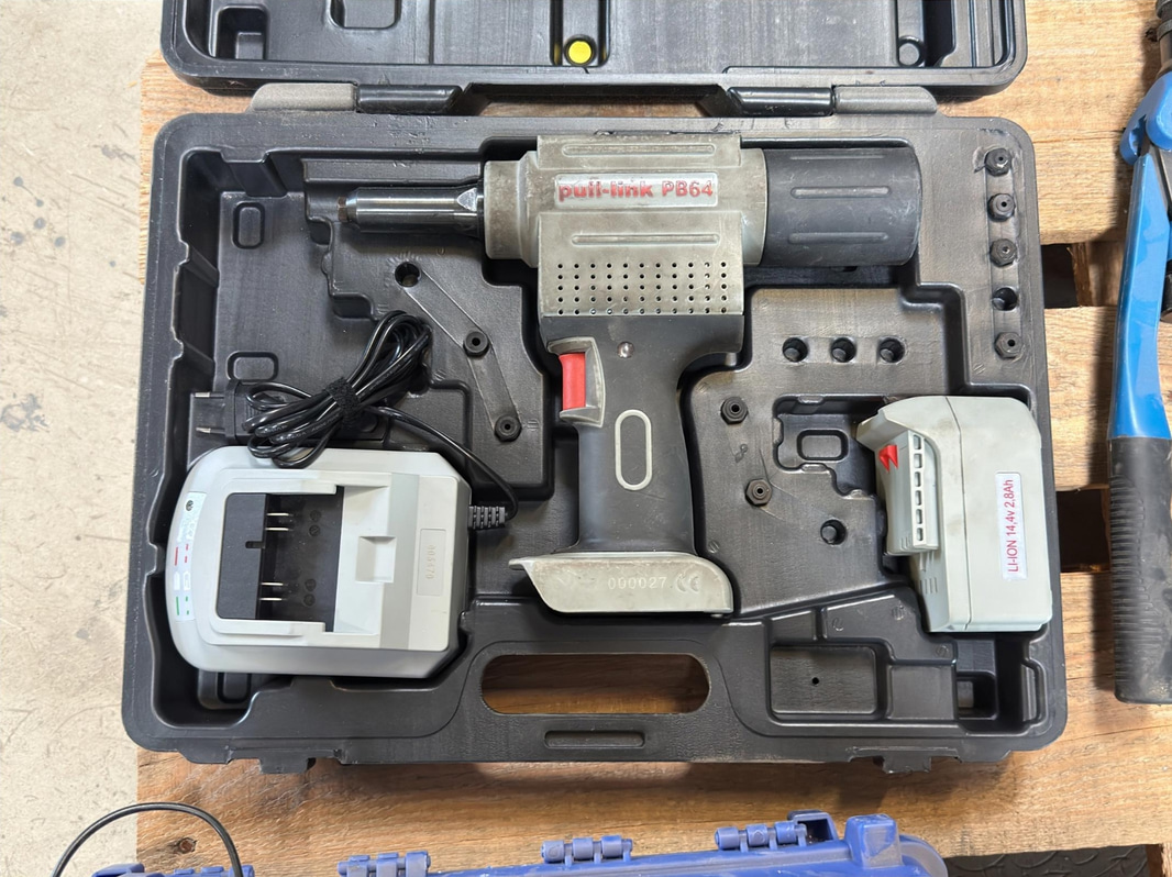 Assortment of tools for pop riveting, etc.