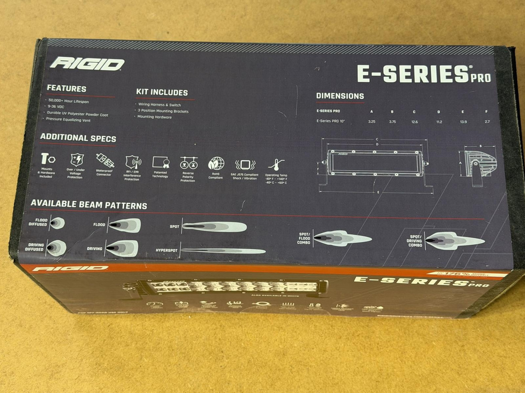 Rigid E-Series Pro light bar, 10" Spot/Drive Combo
