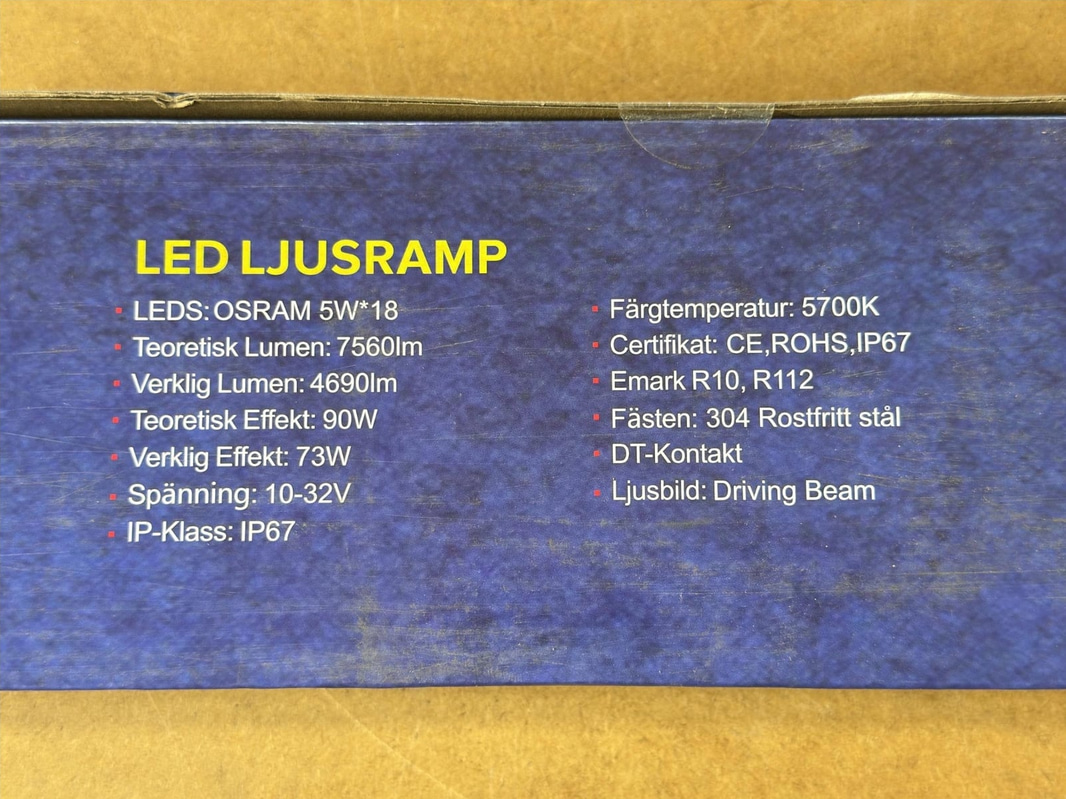 LED-ljusramp samt 3 st arbetsbelysning, HBA, 4 delar
