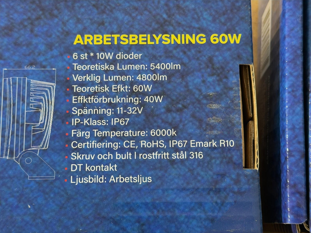 LED-ljusramp samt 3 st arbetsbelysning, HBA, 4 delar