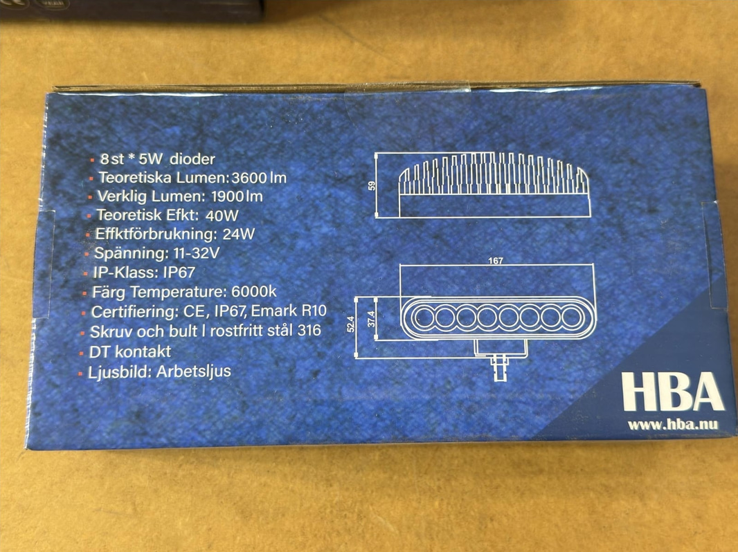 Arbetsbelysning HBA, 40 W, 4 st
