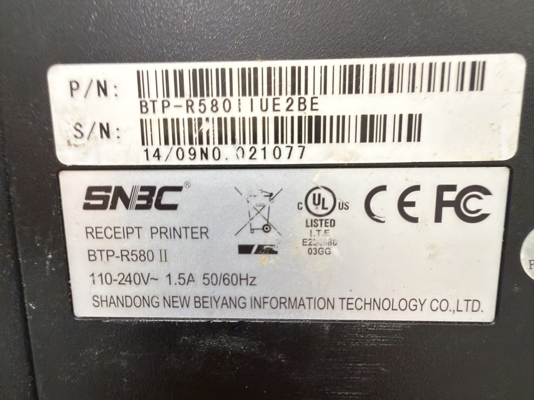 Kvittoskrivare SNBC BTP-R580 II, nätkabel
