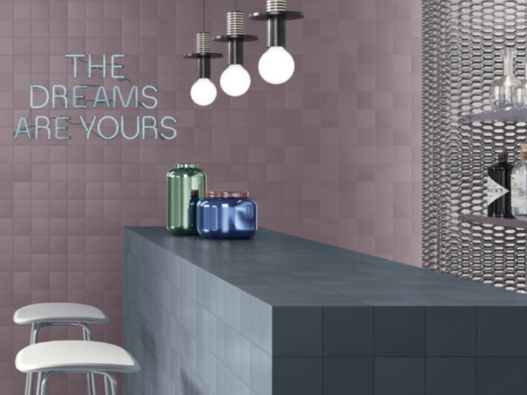 Quintessenza Pigmento10 tiles, matte mauve, 10.2 x 10.2 cm