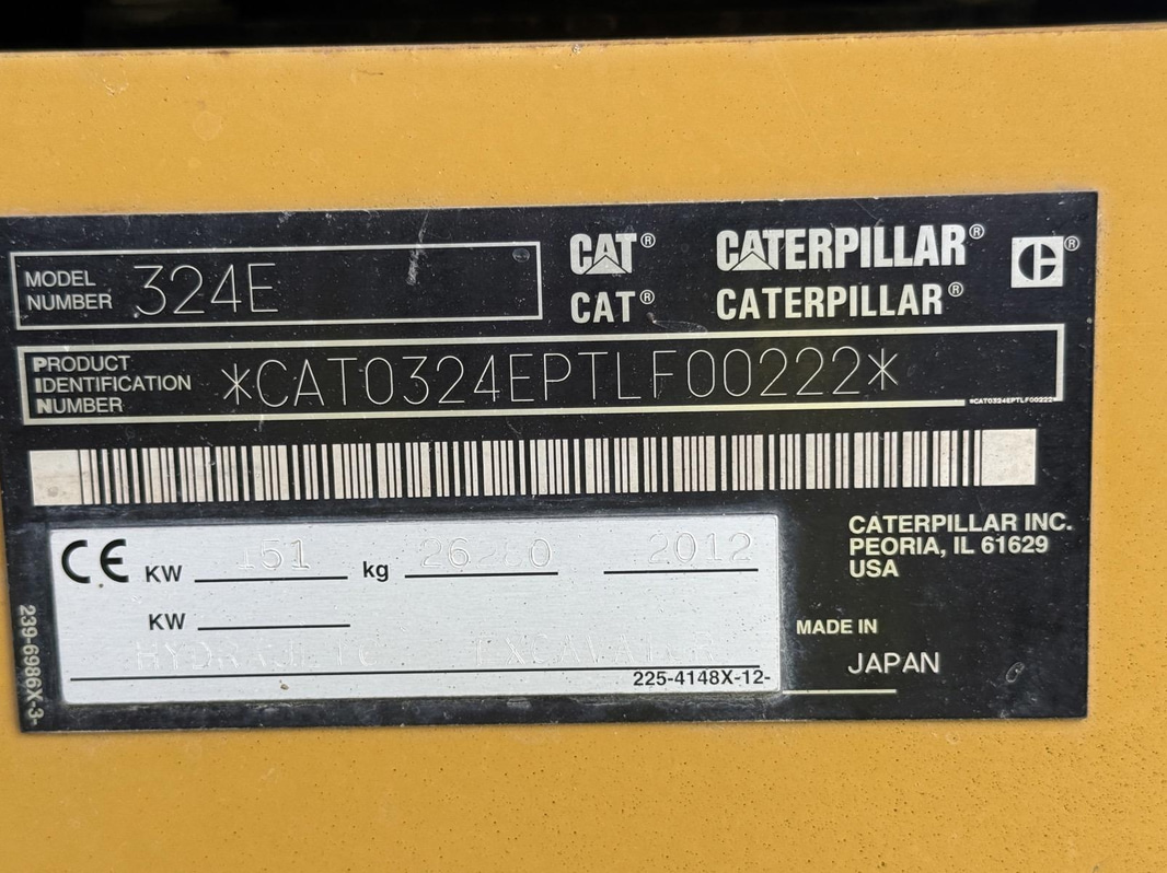Tracked excavator Cat 324EL | 4 attachments | 2012