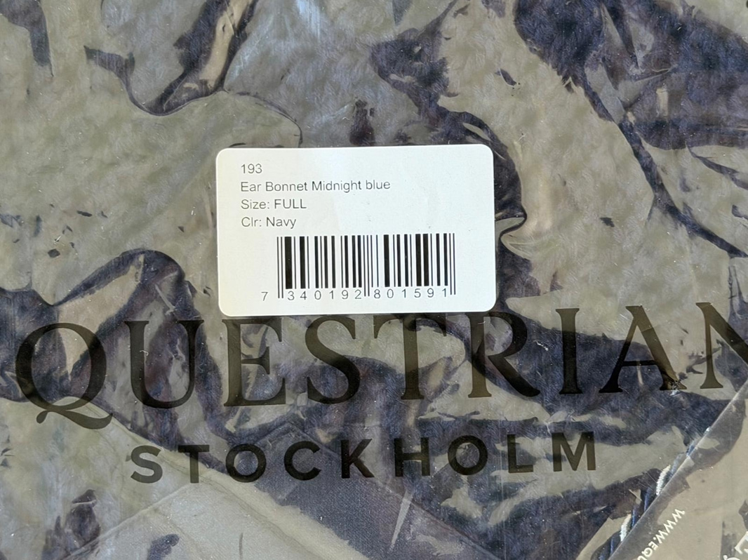 Dressage saddle pad, leg wraps and ear bonnet, Equestrian Stockholm, black/navy