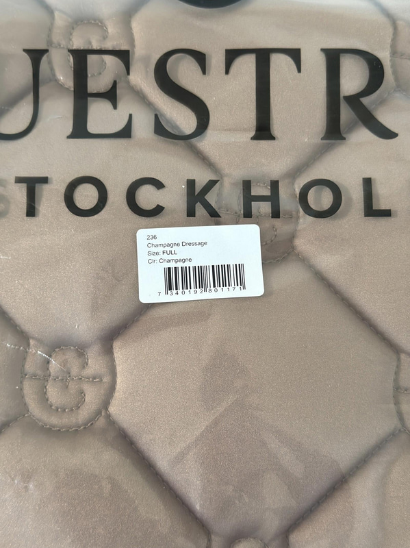 Dressage saddle pad, leg wraps and ear bonnet, Equestrian Stockholm, champagne