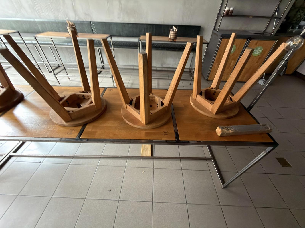 Table and 8 wooden chairs