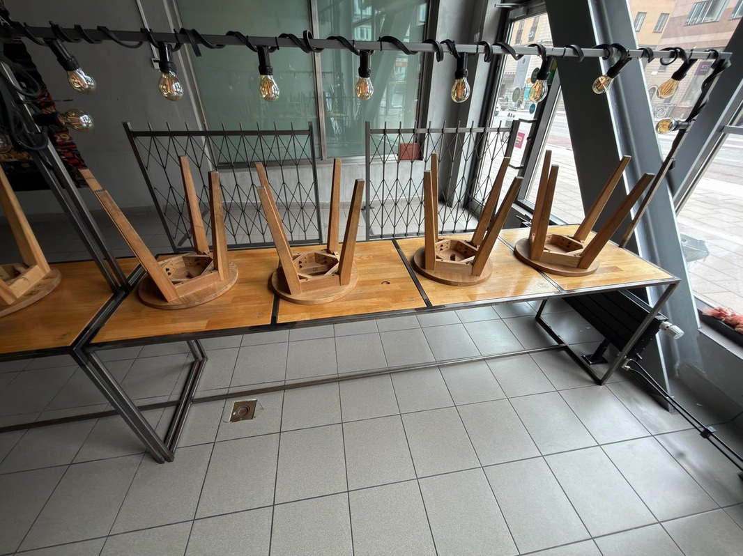 Table and 8 wooden chairs