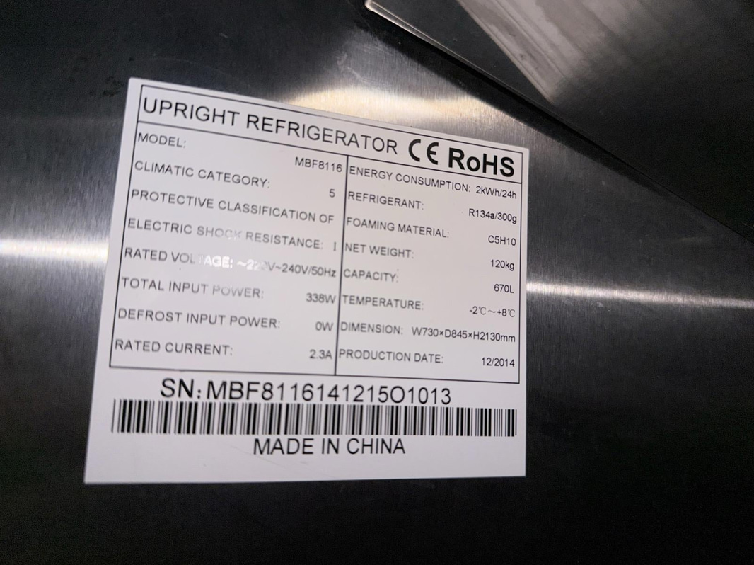Refrigerator MBF8116, 670 L