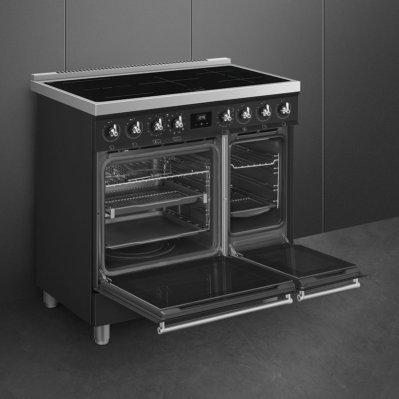 Smeg Induction Range 90x60 cm, Matte Black, Classic, C92IPMB2