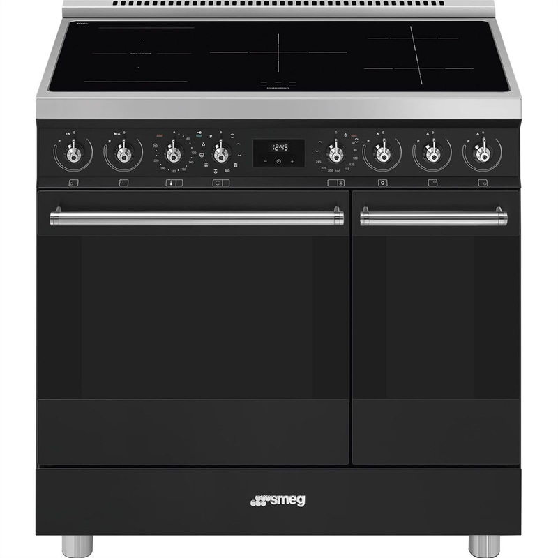 Smeg Induction Range 90x60 cm, Matte Black, Classic, C92IPMB2