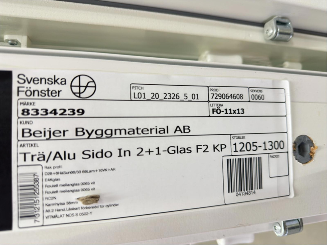4 st. Fönster Svenska Fönster, 1205x1300 mm