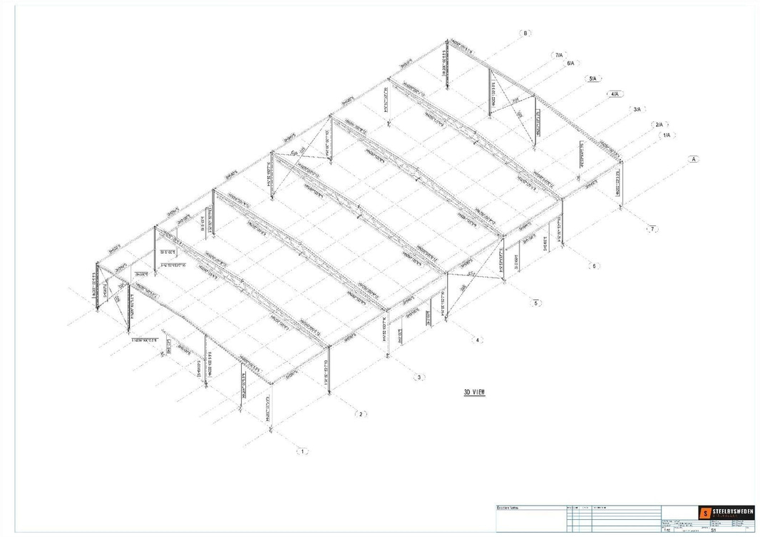 Stålhall/ stomme, Steelconstruction By Sweden, ca 745 m², 37,8x19,7 m