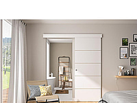 SKJUTDÖRR 2040X830MM VIT MED LINJER INKL. SKENA