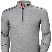 UNDERTRÖJA HH 75107-930 GRÅ, KORT DRAGKEDJA LIFA MERINO STL. XL