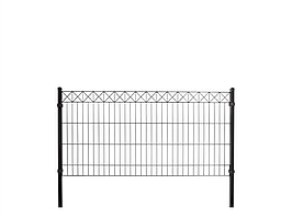 14 st. PANELSTÄNGSEL HORTUS DEKO X SVART 100X200CM och 14 st. stolpar HORTUS 4X4X150CM SVART