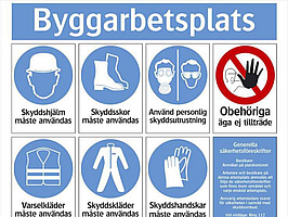4 st. Skylt byggarbetsplats, 33-7980 625X780mm