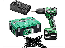 BORRSKRUVDRAGARE HIKOKI DS18DD 18V + LADDARE OCH FÖRVARINGSVÄSKA