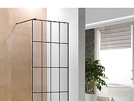 DUSCHVÄGG NORTIQ NEW YORK MED SVART RAM 90 CM