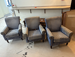 3 st. Fåtöljer, randiga