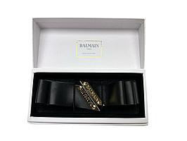 Hårband i läder med 14k guldpläterade detaljer Balmain Paris
