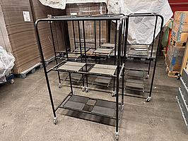 4 st. Rullvagn, Bakers AB, metall, svart, fyra hyllor