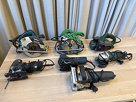 Cirkelsågar, sticksågar, lamellfräs, vinkelslip & elhyvel