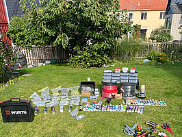 Parti med skruv, kablage, verktyg & förbrukningsmaterial m.m. (Solcellsföretag)