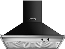 Köksfläkt Smeg, väggmonterad, 900 mm, Svart, Classic, KD90HNE