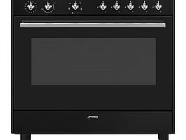 Gasspis Smeg 90x60 cm Elektrisk ugn, Svart Classic CX91GMBL