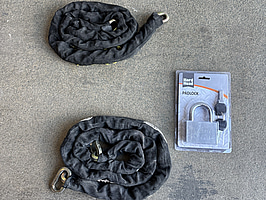 2 st. Låskedjor och 1 st. Hänglås Hard Head Pad Lock