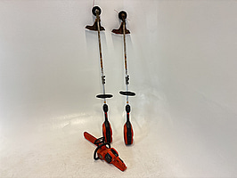 Batteridriven motorsåg och 2 st. kombinationsgrästrimmer