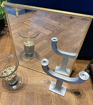 Inredning - spegel, ljusstake och vas