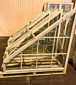 2 st. Fast vinklade fönster Elitfönster Flexibel, vit