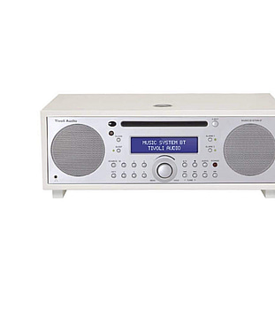 Musiksystem Tivoli Audio vit/ silver. Ord. pris inkl. moms: ca 7490 kr.