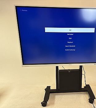Skärm Samsung Flip, WM85B 85 tum touchskärm inkl. TV-ställ på hjul