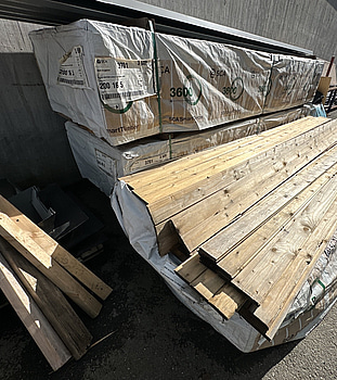 Råspont, 20x540 Råspontslucka C14 gran L3600. - 2 st 2,33 m3 á 60 st samt extra material.