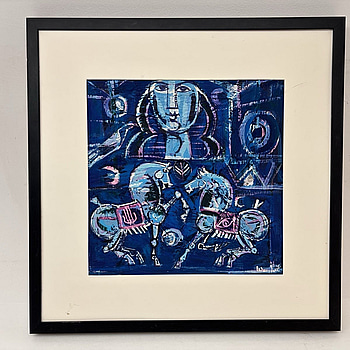 Tavla i ram signerad: ”Wanday”