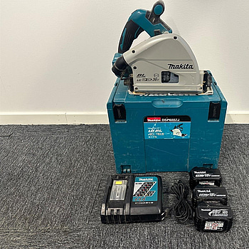 Sänksåg Makita DSP600, batteriladdare Makita DC18RCT och 3st 18V litiumjonbatterier Makita BL1830
