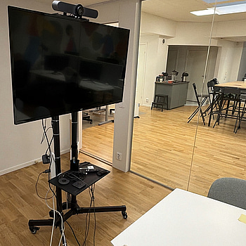 TV, Philips 50 tum på rullstativ ink Logitech Meetup konferenskamera