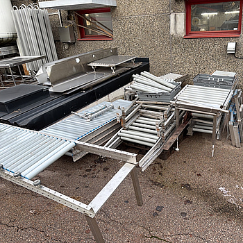 Parti transportband, stålram, industriell utrustning