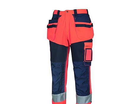 Hantverksbyxa Hivis Klass 2, stl. C46/146, orange/blå