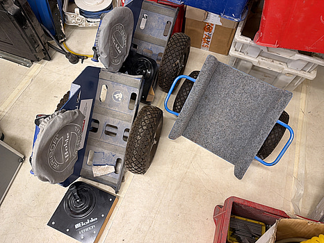 3 st glastransport på hjul (2 st Veribor BO680.0 med vakuum hållare)