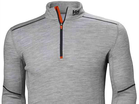 UNDERTRÖJA HH 75107-930 GRÅ, KORT DRAGKEDJA LIFA MERINO STL. XL