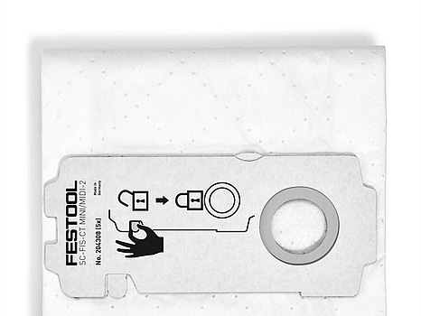 5 ST. FILTERSÄCK FESTOOL, SC-FIS, CT 25/5. ENGÅNGSSÄCK.