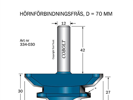 HÖRNFOGFRÄS HM COBOLT, 45° D70, L30 TL72 S12