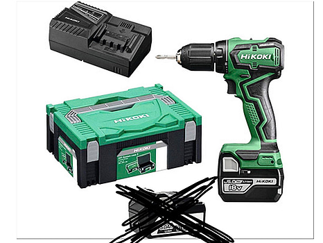 BORRSKRUVDRAGARE HIKOKI DS18DD 18V + LADDARE OCH FÖRVARINGSVÄSKA