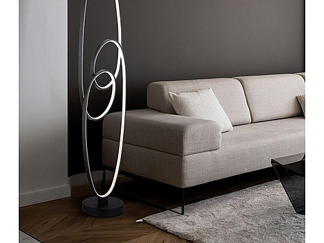 GOLVLAMPA GLOBO SPIRA LED SVART