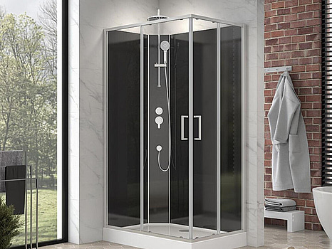 DUSCHKABIN CAMARGUE CIO SQUARE 80X120X222CM VIT/SVART