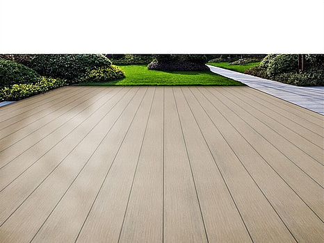 Komposittrall Kirkedal, Heimdal, ek/hardwood, 22x300x6000 och 22x130x6000 mm.